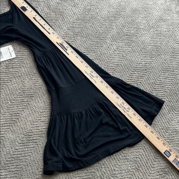 Free People Black Long Sleeve Top Babetown Black Bell Sleeve Size Small - Picture 10 of 10